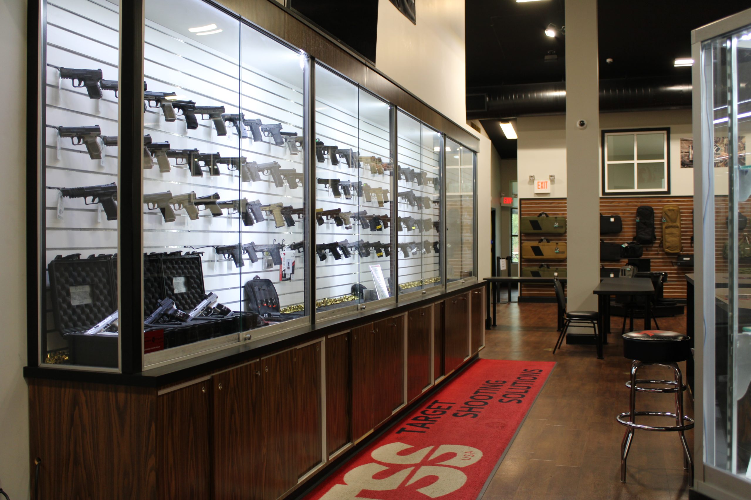 Wall of firearms at Target Shooting Solutions