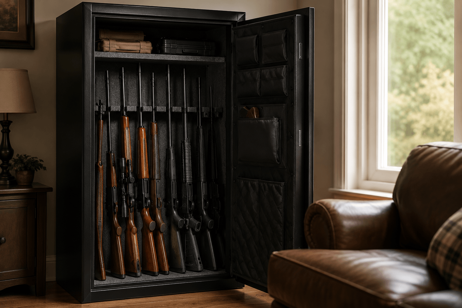 Cased firearm collection laid out for appraisal
